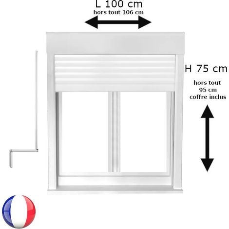 Fenêtre PVC avec volet roulant manivelle PVC H 75 x L 100 cm 2 vantaux pour pose en neuf (1/5)