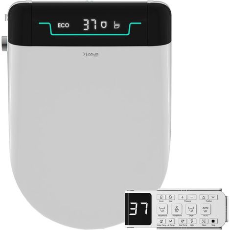 MEJE 001U – Elektronischer Bidet-Sitz für längliche Toiletten mit Fernbedienung, Temperaturanzeige, automatischer Öffnungs- und Schließfunktion, Warmlufttrockner und Waschfunktion