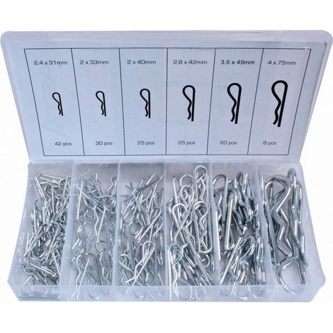 Coffret 150 goupilles beta r en acier a ressort galvanise (zingue) assorties