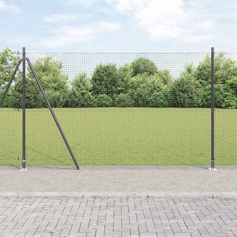 Zaunpfosten Grau 10 x 1,4 m (25 x 25 mm Netz) Stahl und PVC