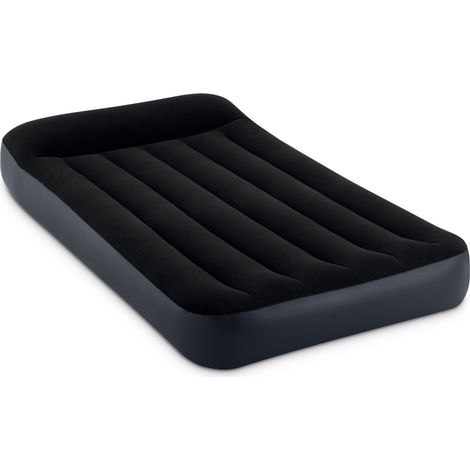 Intex 64146ND - Materasso Gonfiabile Dura-Beam Pillow Rest Singolo, con Pompa Elettrica Incorporata, PVC, Nero, 99x191x25 cm (1/5)
