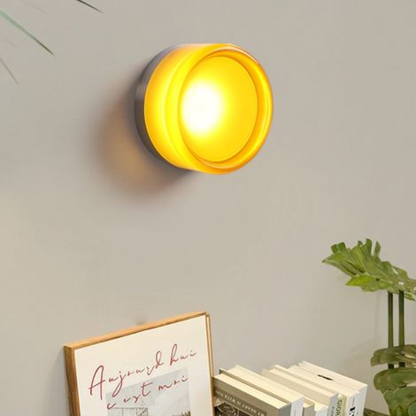 Moderne Wandleuchte LED Runde Wandlampe Kreative Deckenleuchte Warmweißes Licht Orange Ø13.5cm