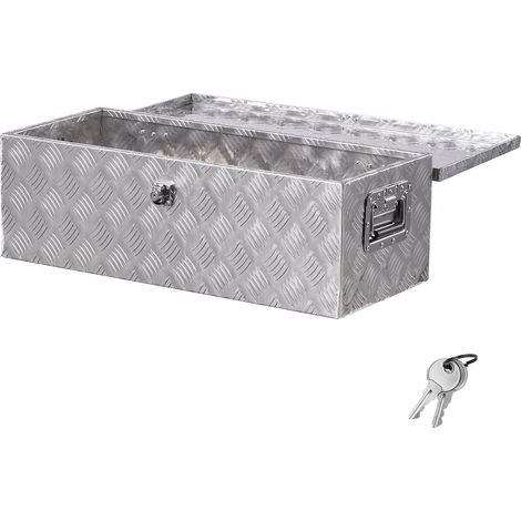 VEVOR Werkzeugkasten aus Aluminium für die Ladefläche mit seitlichem Griff und Schlossschlüsseln, Aufbewahrungs-Werkzeugkiste für Anhänger Pickups Wohnmobil (762 x 330,2 x 243,84 mm) Silber