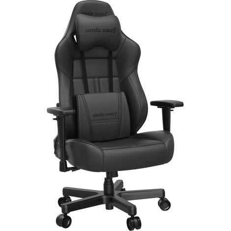 Grande Chaise Gaming en Cuir Noir – Fauteuil Gaming Adulte, Accoudoirs Réglables 4D, Coussins pour la Tête et Les Lombaires – Chaise Gaming Ergonomique pour La Bureau (1/5)