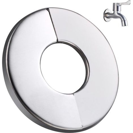 Placa redonda de acero inoxidable con roseta, Placa embellecedora para grifos de cocina, lavabos e inodoros (1/5)