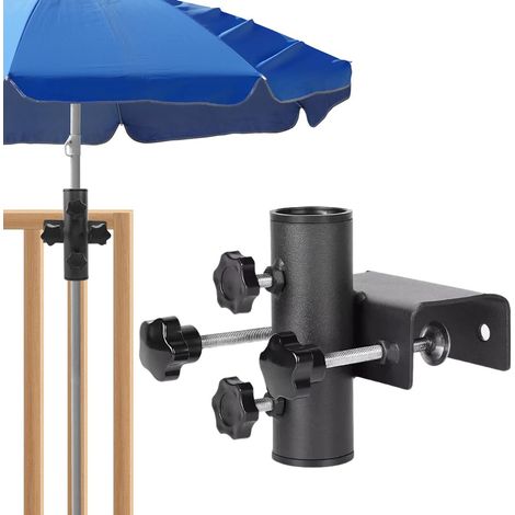 Support de Parasol de Balcon, Fixation Parasol Balcon, Support de Parasol Réglable, Support Parasol Balustrade, Diamètre 23-38 mm, pour Zone de Serrage 20-63 mm, Pour Jardin Terrasse Balustrade (1/5)