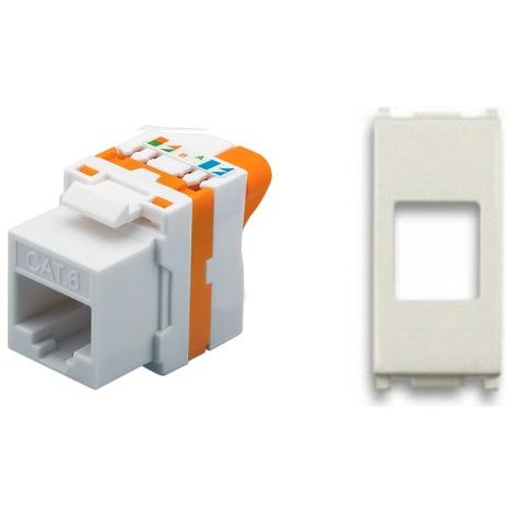 TechLy presa di rete RJ45 UTP Cat.6 tooless + Vimar Arkè bianca