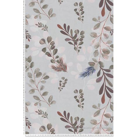 Papier peint intissé Palmiers & Feuilles Marron, Gris, Mauve - 10,05 x 0,53 m (1/3)