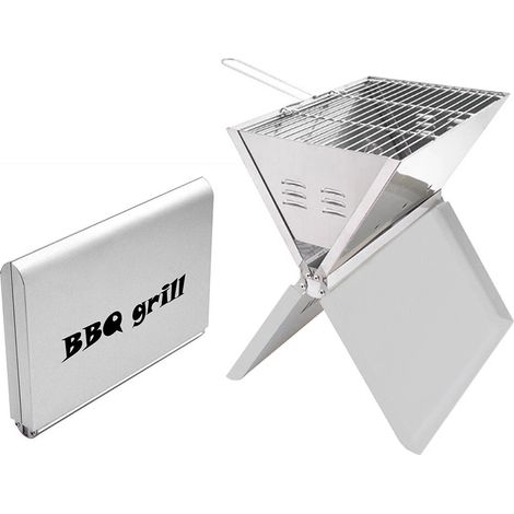 Barbecue de Camping barbecue pliable barbecue au charbon de bois barbecue plan barbecue de table en acier inoxydable 36x24cm (1/5)