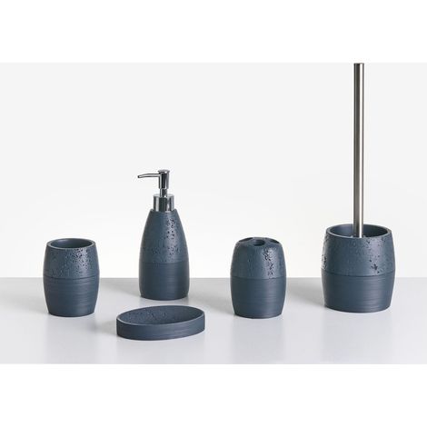 Set di 5 accessori per il bagno Dispenser per portasapone Spazzola da toilette Porta spazzolini Blu scuro Yarapa