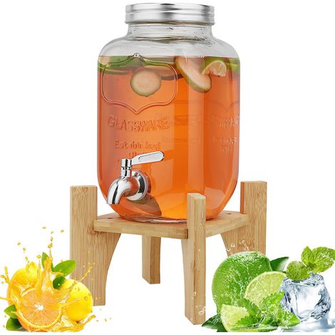 8 L distributeur de boisson en verre avec robinet et support (1/5)