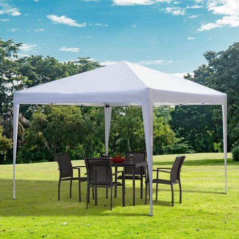 Outsunny Tonnelle de jardin extérieur 3x3m Tonnelle pliante Pop up Tente Pliable Barnum de Jardin Pliant Anti-UV + Sac de Transport Acier Oxford Blanc