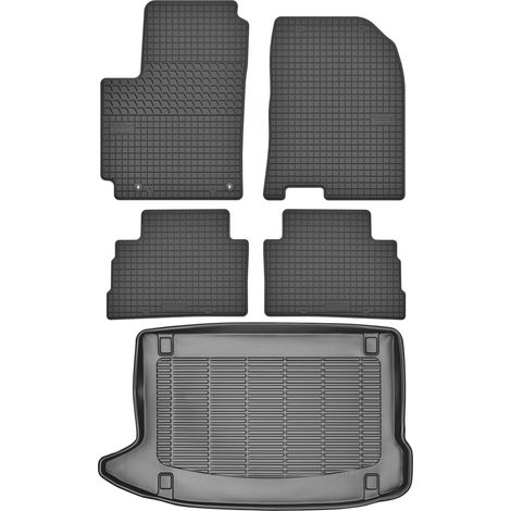 Hyundai Kona Crossover 2017 (JUEGO) - Alfombrillas de goma para coche + alfombrilla para maletero