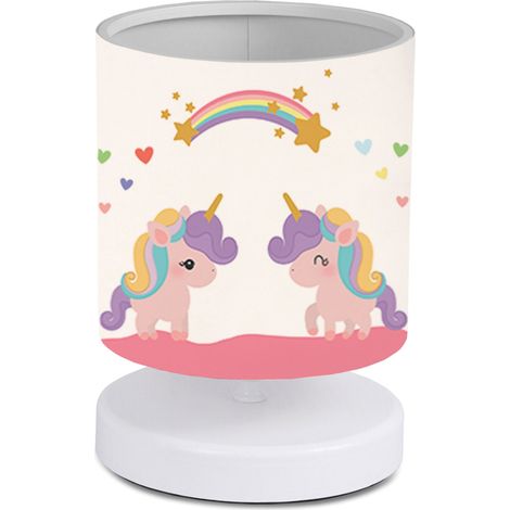 Lampada da scrivania per bambini 22 cm bianca con motivo unicorno 030007387