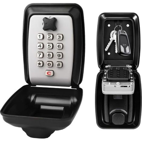 Boite a Clefs Securisee Exterieur, Coffre-Fort à Clé Mural avec Code 12 Chiffres Boite à Clé Sécurisée,Boite a Clef Étanche et Antirouille pour Lécole de Garage à Domicile Gris）