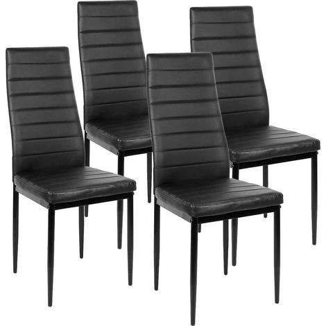 Ensemble de 4 Chaises de Salle à Manger, pour Salon, Cuisine, Salle à Manger, Chaises de Cuisine Rembourrées, Cuir PU, avec Pieds en Métal (1/5)