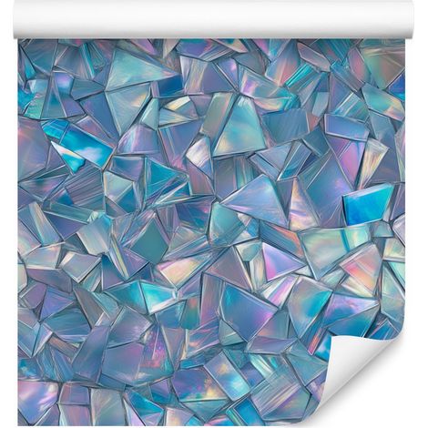 Papier peint à paillettes irisées bleues, turquoise et gris clair 50x1000 cm (1/5)