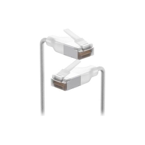 Ubiquiti UACC-CABLE-PATCH-EL-C6A-0.3M-W Cable RJ45 de 0.3 metros blindado con trenzado ultrafino (di&aacute metro exterior de 3mm) y con cubierta tran