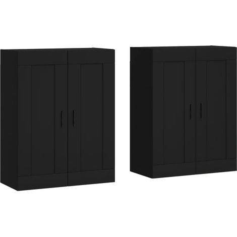 Set di 2 armadietti da parete neri pratici portaoggetti flessibile 69,5 x 34 x 90 cm in legno ingegnerizzato nero 020055485