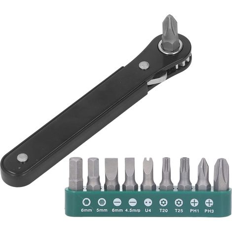 Set di 11 mini chiavi a cricchetto Profile con tasca, strumento EDC ad alta coppia, chiave a cricchetto a 90 gradi, impugnatura reversibile. (1/5)