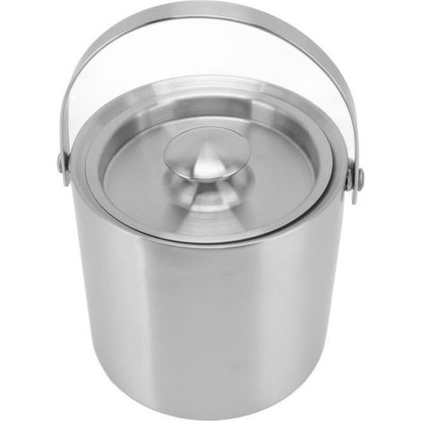 Seau Glace En Acier Inoxydable Double Couche Vin Champagne Bire Tonneau Avec Poigne Pour Bar Party Table Glacons 3L SEAU A GLACONS (1/4)