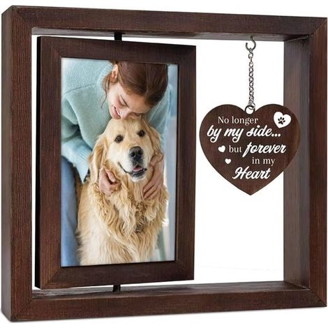 Cadre photo 3D en bois pour chien et chat: pivotant à 360°, cadre commémoratif, souvenir pour les propriétaires de chiens ou de chats - petit cadre (1/5)