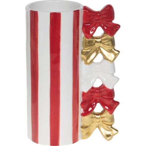 Amadeus - Vase rayé décoration nœuds H20,5 cm en céramique (1/2)