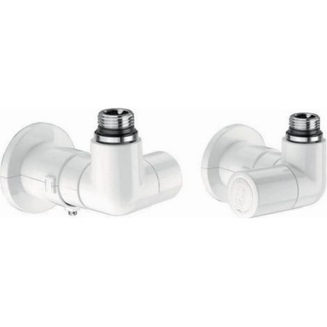 VALVOLA + DETENTORE A SQUADRA DX TERMOSTATIZZABILE BIANCA 1/2&quot dx