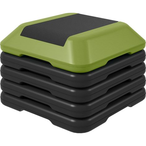 SPORTNOW step de aeróbic step para fitness antideslizante con altura ajustable 10/15/20/25/30 cm carga 150 kg para entrenamiento casa gimnasio verde