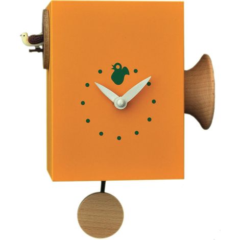 Orologio a Cucù da Parete 15X16X11Cm Pirondini Italia Trombettino Giallo Melone