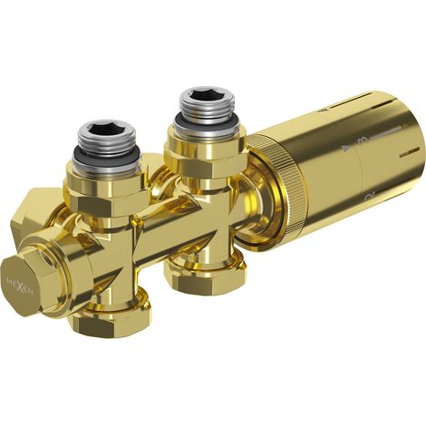 Mexen G05 Thermostat-Set Winkel/gerade, Duplex, DN50, Gold - W908-958-50 (1/3)