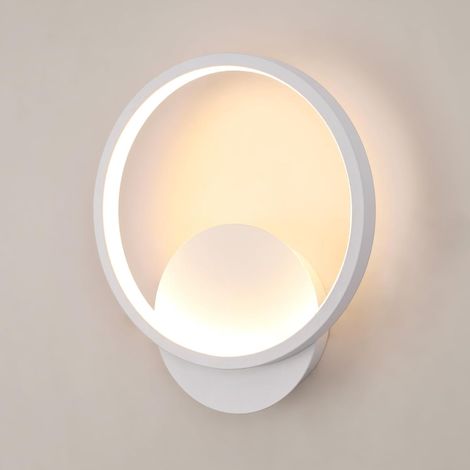 Applique murale LED, design rond moderne, lumière tricolore, convient aux chambres et aux couloirs, blanche. (1/5)