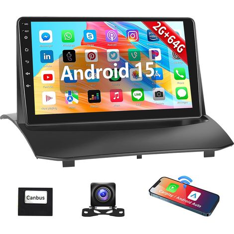 Autoradio 9 pouces Android 15 pour Ford Fiesta 2009-2017, Apple Carplay, WIFI, BT, GPS - 2+64G CAM