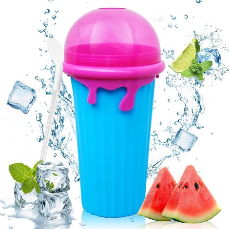 Máquina para hacer granizados, vaso de silicona para batidos de 500 ml, vaso para granizados rápido, máquina para hacer granizados para preparar helado casero, color azul (1/5)