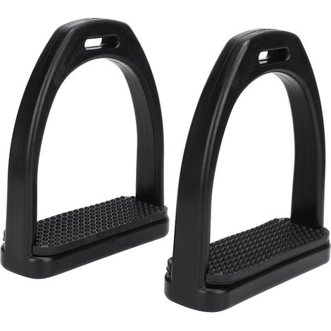 2 étriers en plastique haute résistance avec coussinets en caoutchouc noir antidérapant - Accessoires pour chevaux (grand format) (1/5)