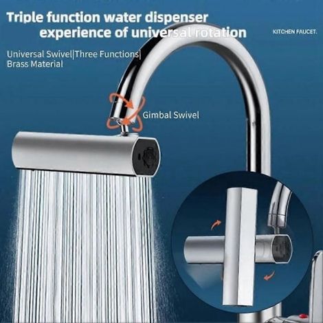 Adaptateur Douchette Cascade - Rotation 720° - 4 Modes Jet - Pour Robinet Cuisine Salle De Bain - 1 Pièce (1/5)