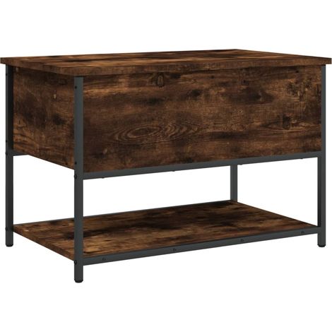 Sitzbank mit Stauraum Räuchereiche 70x42,5x47 cm Holzwerkstoff - Holzbank - Stauraumbank - Wohnzimmerschrank - Garderobe - Eingangsbereich Möbel