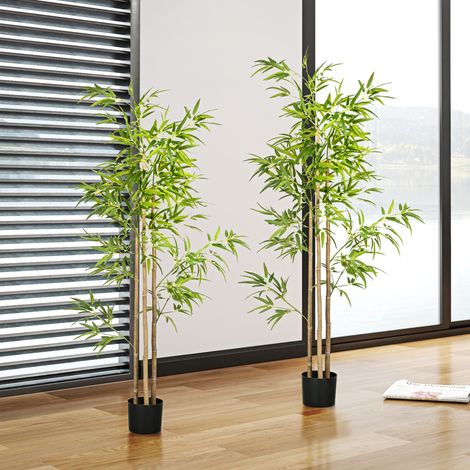 Albero di bambù artificiale, alto 180 cm, con vaso, per decorazione d'interni, molto realistico. (1/5)