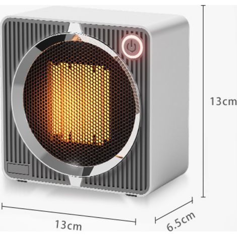 Mini chauffe-eau 500W, chauffe-bureau facile à réchauffer, céramique PTC, 2 secondes de chaleur, surchauffe à 45°, veilleuse à 45°, lampe à indication, pour le bureau en maison, gris (1/5)