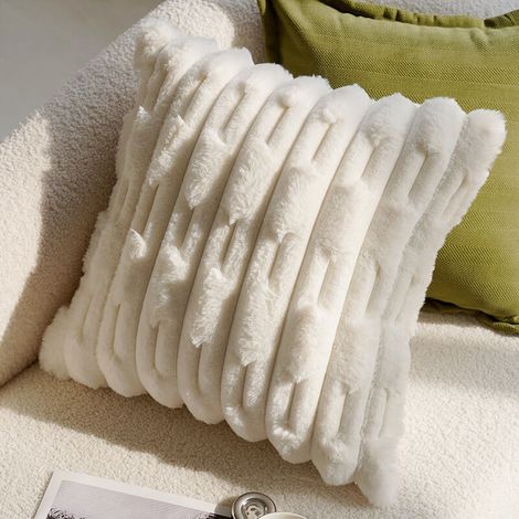 Lot de 2 housses de coussin beige 45x45 cm, douces et moelleuses, décoratives pour canapé, salon, chambre, voiture.