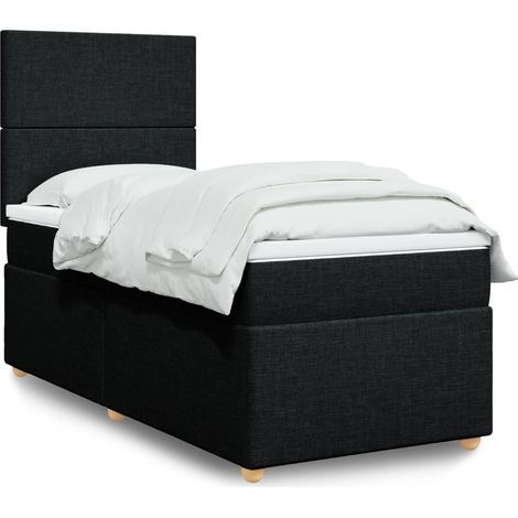 Boxspringbett mit Matratze Schwarz 100x200 cm Stoff