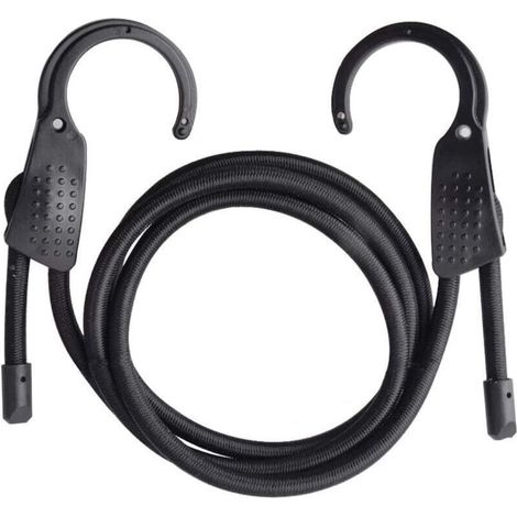 Steel Bungee Hook Extra Wide Opening, Luggage Bungee Cords with Carabiner, Black