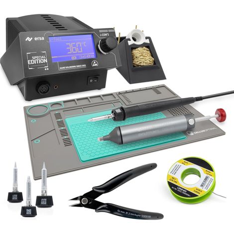 ERSA i-CON1 MK2 - Stazione di saldatura digitale industriale a 1 canale 50-450 °C con 150 W i-TOOL MK2 Tip'n'Turn - cambio di punta antistatico - Kit professionale con 6 accessori (1/5)