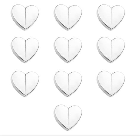 (Argenté) Lot de 10 Aimants pour Rideaux, Fermeture Magnétique en Forme de Cœur Attaches Magnétiques Amovibles en Alliage Zinc pour Rideaux Chambre Salle Bain Bureau AntiFuite Lumière