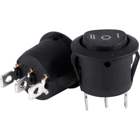 Interrupteur à bascule rond à 3 positions, 6 A 250 V / 10 A 125 V CA, 3 broches SPDT, marche/arrêt/marche. (1/4)