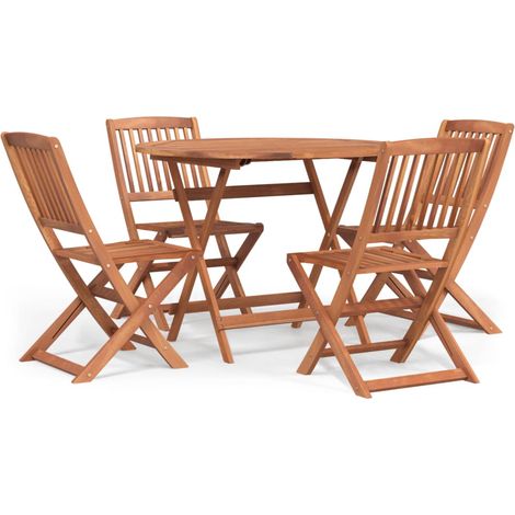 Ensemble à manger de jardin 5 pcs Mobilier de jardin Bois d'acacia solide (1/5)