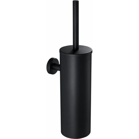 Scopino per WC nero Auralum con supporto, porta scopino per WC da bagno in acciaio inox da parete