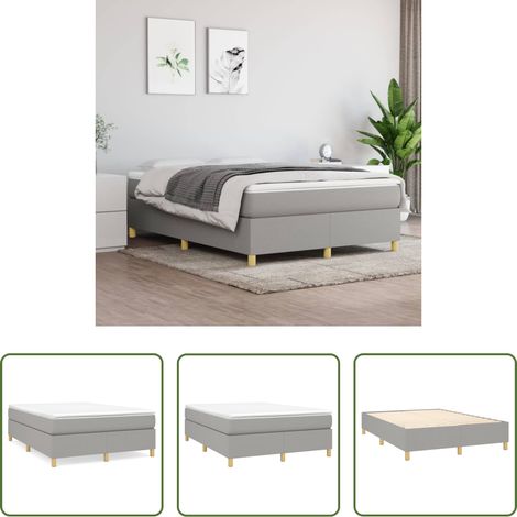 vidaXL Schlafzimmermöbel - Boxspringbettgestell Hellgrau 140x190 cm Stoff (1/5)