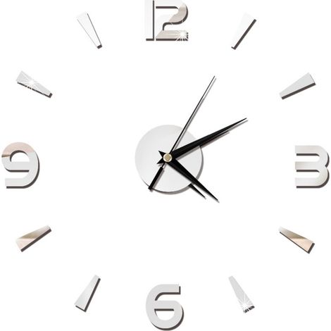 1mm wall clock sticker, acrylic mirror, watch decor, modern DIY for home, office (silver) (1/5)