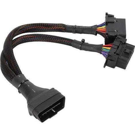(Black)Omabeta Repartiteur OBD Adapter separator 1 to 2 OBD, extension of cable in Y, tool of Diagnostic of car auto tool (1/4)